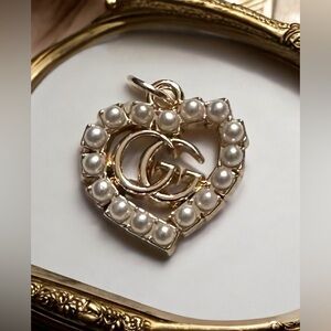 Authentic Gold and Pearl Heart Zipperpull Pendant